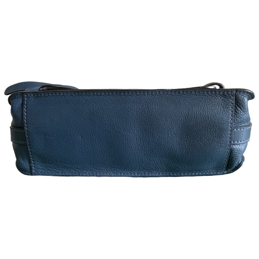 LINEA PELLE Logan Blue Leather Satchel/Messenger Doctor's Crossbody Handbag - Picture 8 of 10